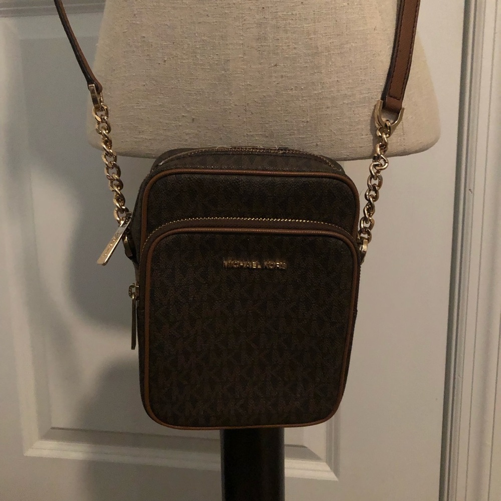 Michael Kors Jet Set Travel Brown Signature LogoCrossbody Bag - Picture 3 of 6